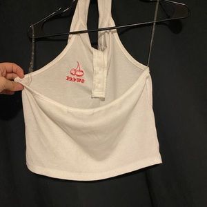 Open back cropped halter